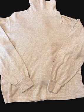Vintage 90s Hanes Light Gray Turtleneck Sweatshirt Cotton